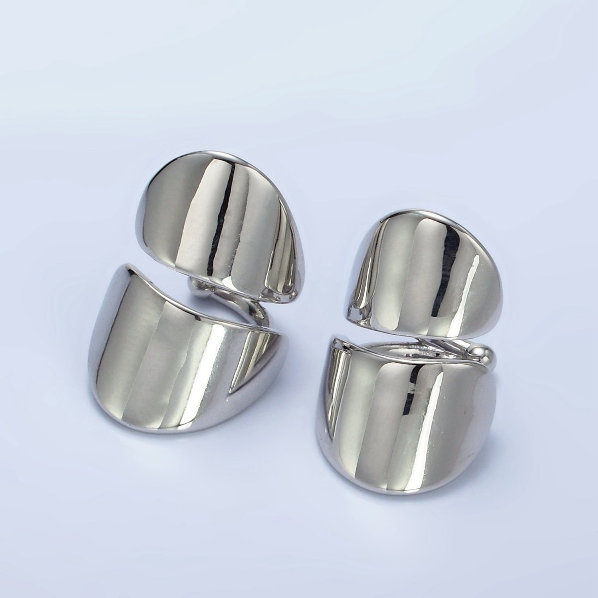 14K Gold Filled Double Wide Band 1 Pair Ear Cuff Earrings in Gold &amp; Silver | AI159 AI160