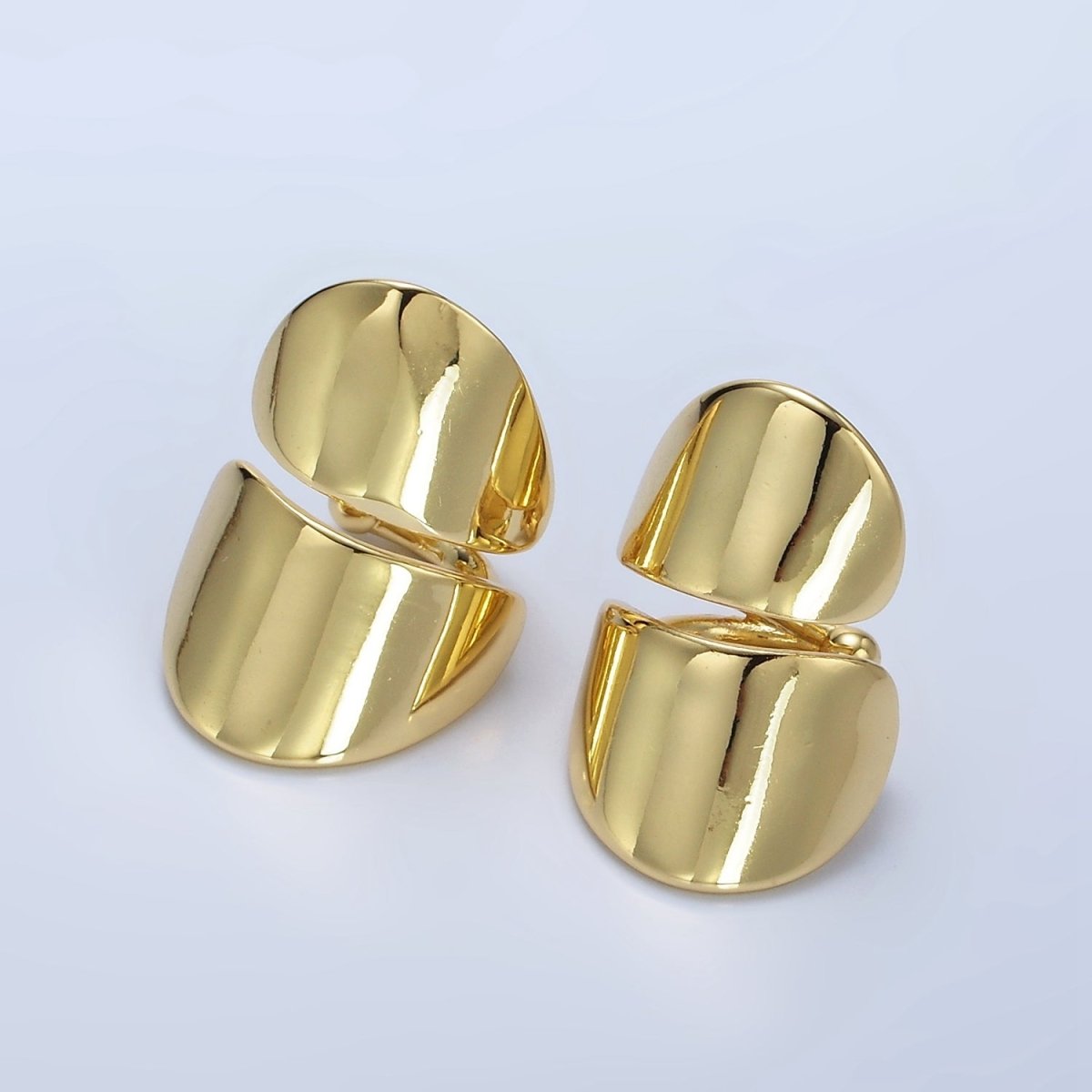 14K Gold Filled Double Wide Band 1 Pair Ear Cuff Earrings in Gold &amp; Silver | AI159 AI160