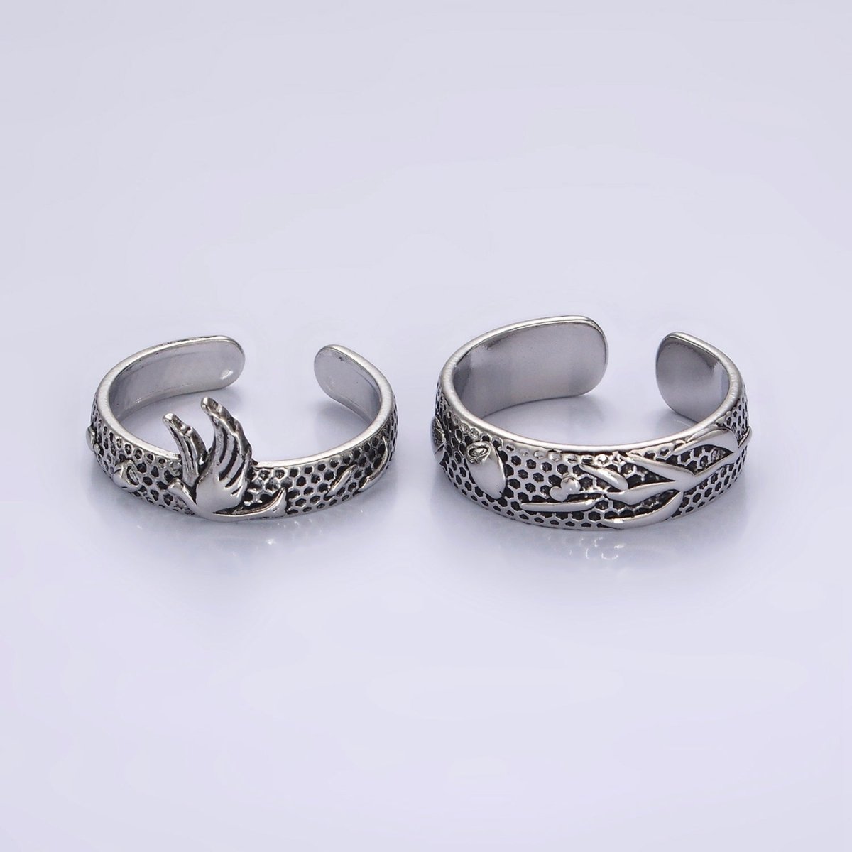 14K Gold Filled Dove Rose Flower Dotted Ring Set in Silver &amp; Gold | O1067