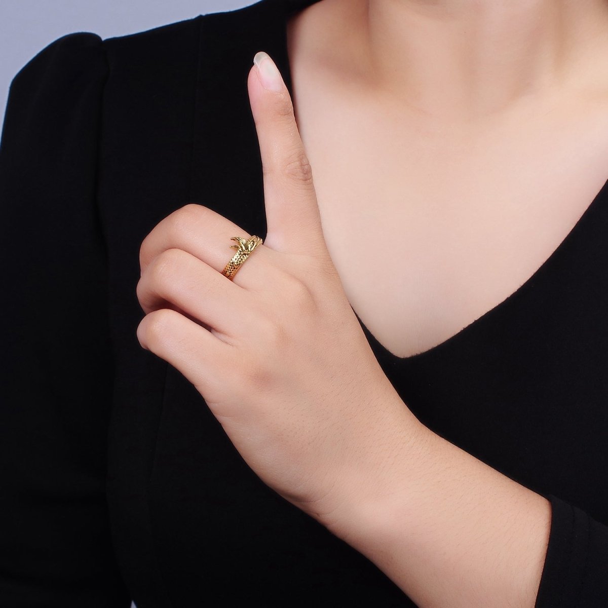 14K Gold Filled Dove Rose Flower Dotted Ring Set in Silver &amp; Gold | O1067