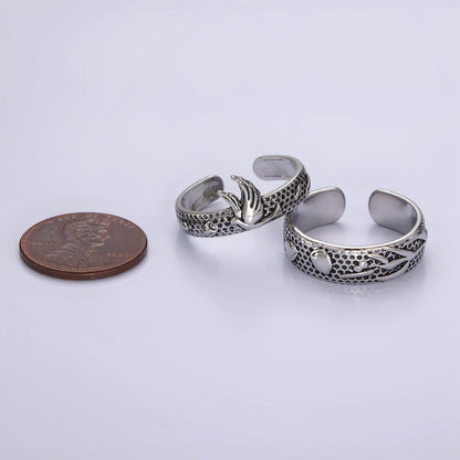 14K Gold Filled Dove Rose Flower Dotted Ring Set in Silver &amp; Gold | O1067