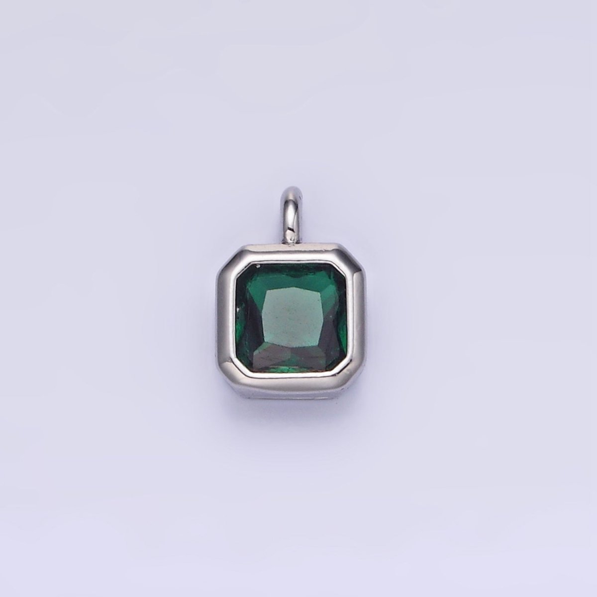 14K Gold Filled Birthstone CZ Square Edged Bezel Charm in Gold &amp; Silver | W758 - W769