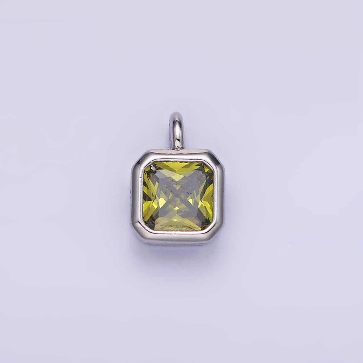 14K Gold Filled Birthstone CZ Square Edged Bezel Charm in Gold &amp; Silver | W758 - W769