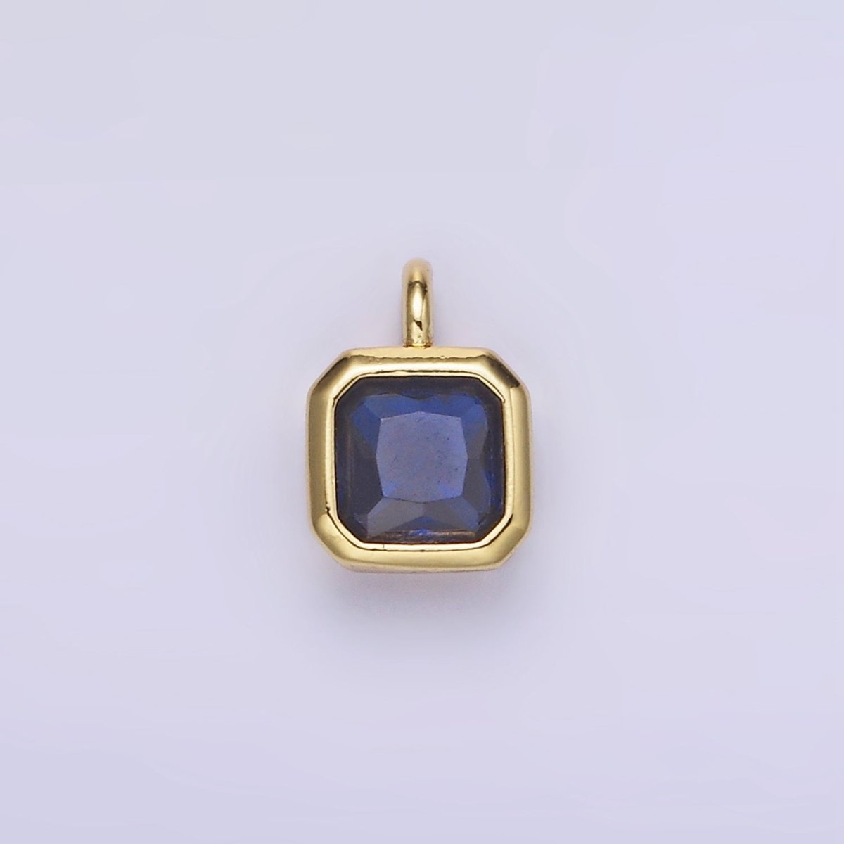 14K Gold Filled Birthstone CZ Square Edged Bezel Charm in Gold &amp; Silver | W758 - W769