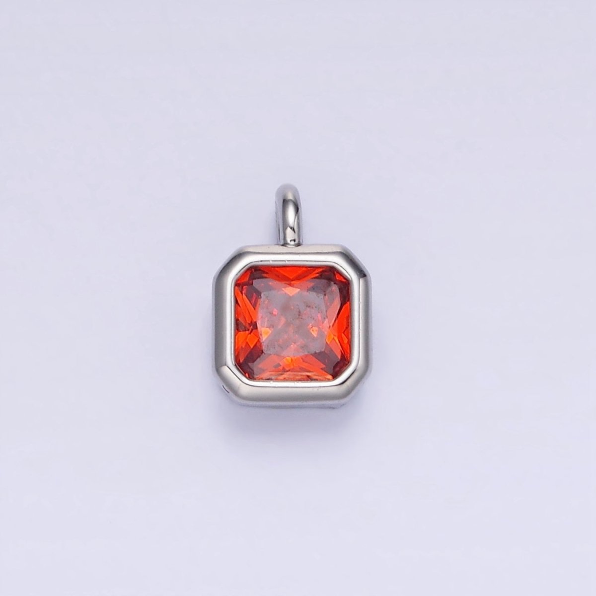 14K Gold Filled Birthstone CZ Square Edged Bezel Charm in Gold &amp; Silver | W758 - W769