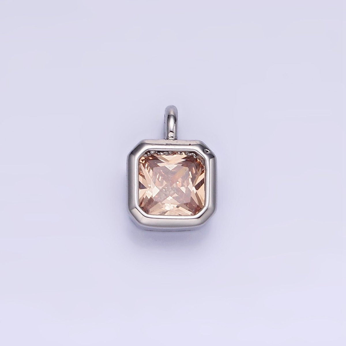 14K Gold Filled Birthstone CZ Square Edged Bezel Charm in Gold &amp; Silver | W758 - W769