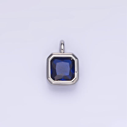 14K Gold Filled Birthstone CZ Square Edged Bezel Charm in Gold &amp; Silver | W758 - W769