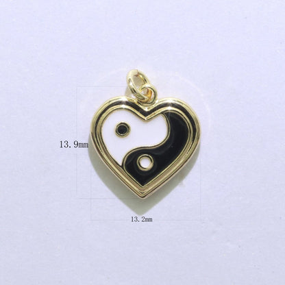 14K Gold Filled Enamel Y2K Jewelry Colorful Enamel Yin yang Charm Heart Pendant E-878 E-879 E-880