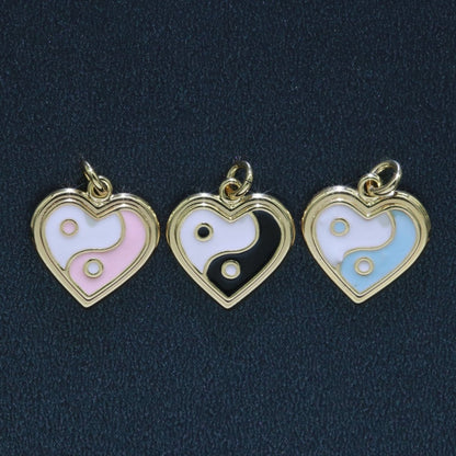 14K Gold Filled Enamel Y2K Jewelry Colorful Enamel Yin yang Charm Heart Pendant E-878 E-879 E-880