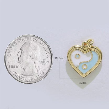 14K Gold Filled Enamel Y2K Jewelry Colorful Enamel Yin yang Charm Heart Pendant E-878 E-879 E-880