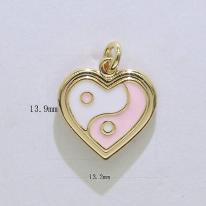 14K Gold Filled Enamel Y2K Jewelry Colorful Enamel Yin yang Charm Heart Pendant E-878 E-879 E-880