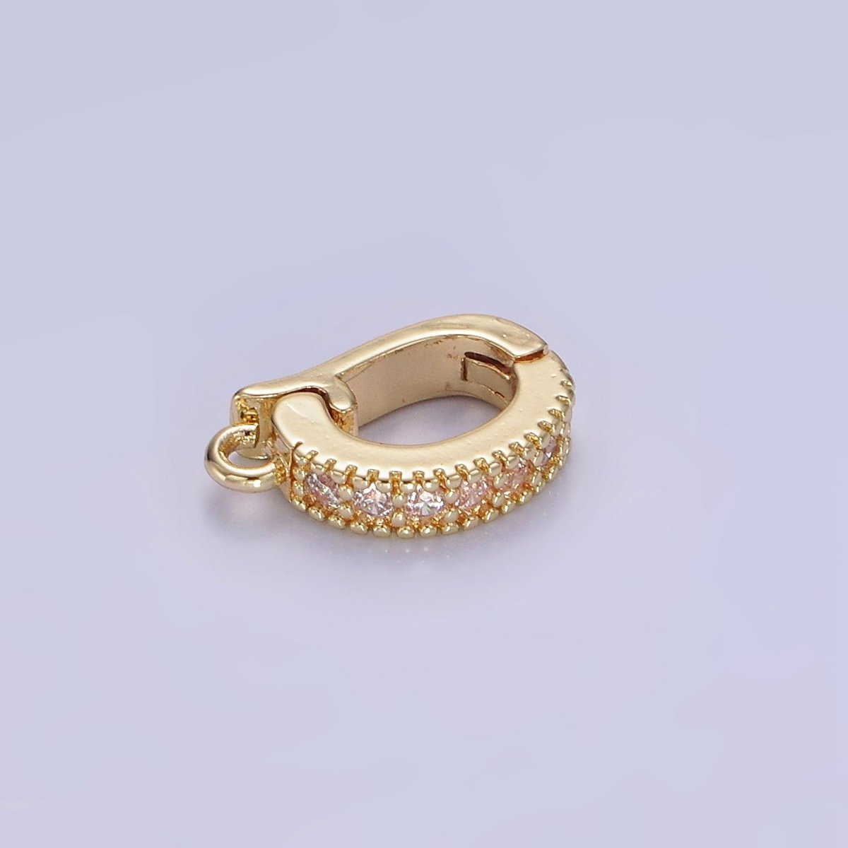 14K Gold Filled 12mm Micro Paved CZ Snap Latch Enhancer Finding | Z-700