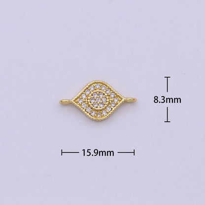 14K Gold Filled Evil Eye Charm Connector, Evil Eye Link Connector CZ Greek Eye, Jewelry Making F684
