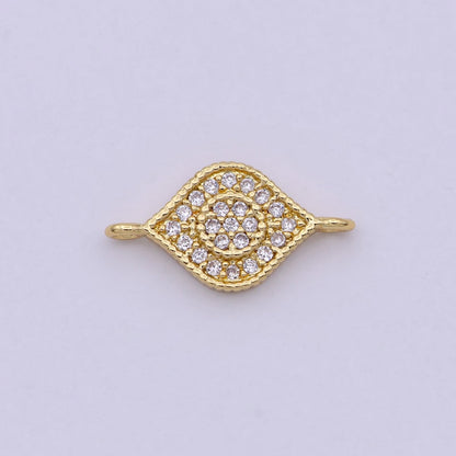14K Gold Filled Evil Eye Charm Connector, Evil Eye Link Connector CZ Greek Eye, Jewelry Making F684