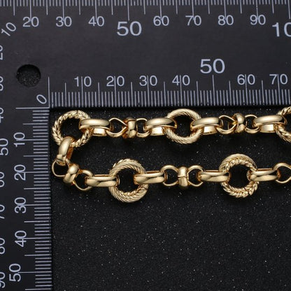 14k Gold Plated Fancy Chain by Yard, Link Cable Double Eternity Chain Wholesale bulk Chain Jewelry Making | ROLL-307