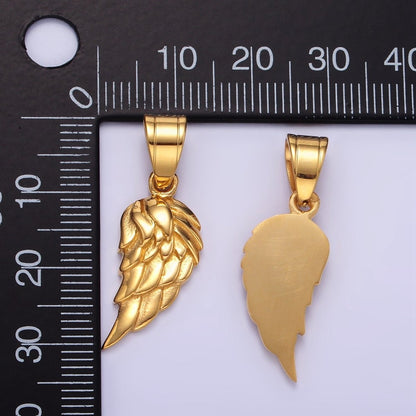 14K Gold Filled Feather Angel Wing Minimalist Pendant | P1457
