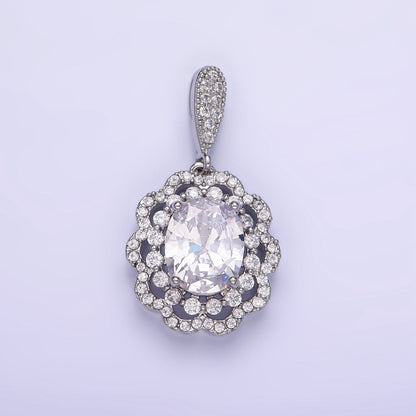 14K Gold Filled Flower Clear CZ Micro Paved Bail Pendant in Gold &amp; Silver | AA1163