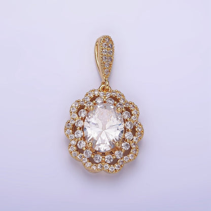 14K Gold Filled Flower Clear CZ Micro Paved Bail Pendant in Gold &amp; Silver | AA1163