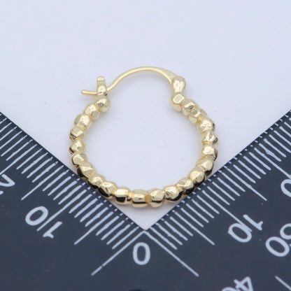 14K Gold Filled Geometric Beaded Bubble Latch Hoop Earrings | AB1206