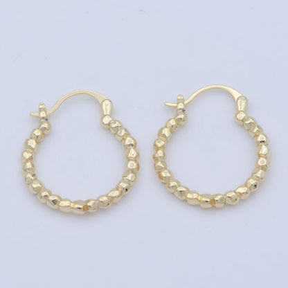 14K Gold Filled Geometric Beaded Bubble Latch Hoop Earrings | AB1206