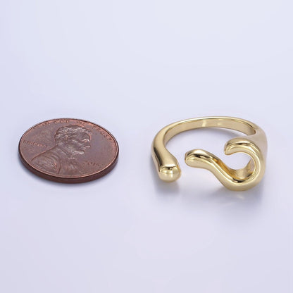 14K Gold Filled Geometric Curved Band Wrap Ring | O416