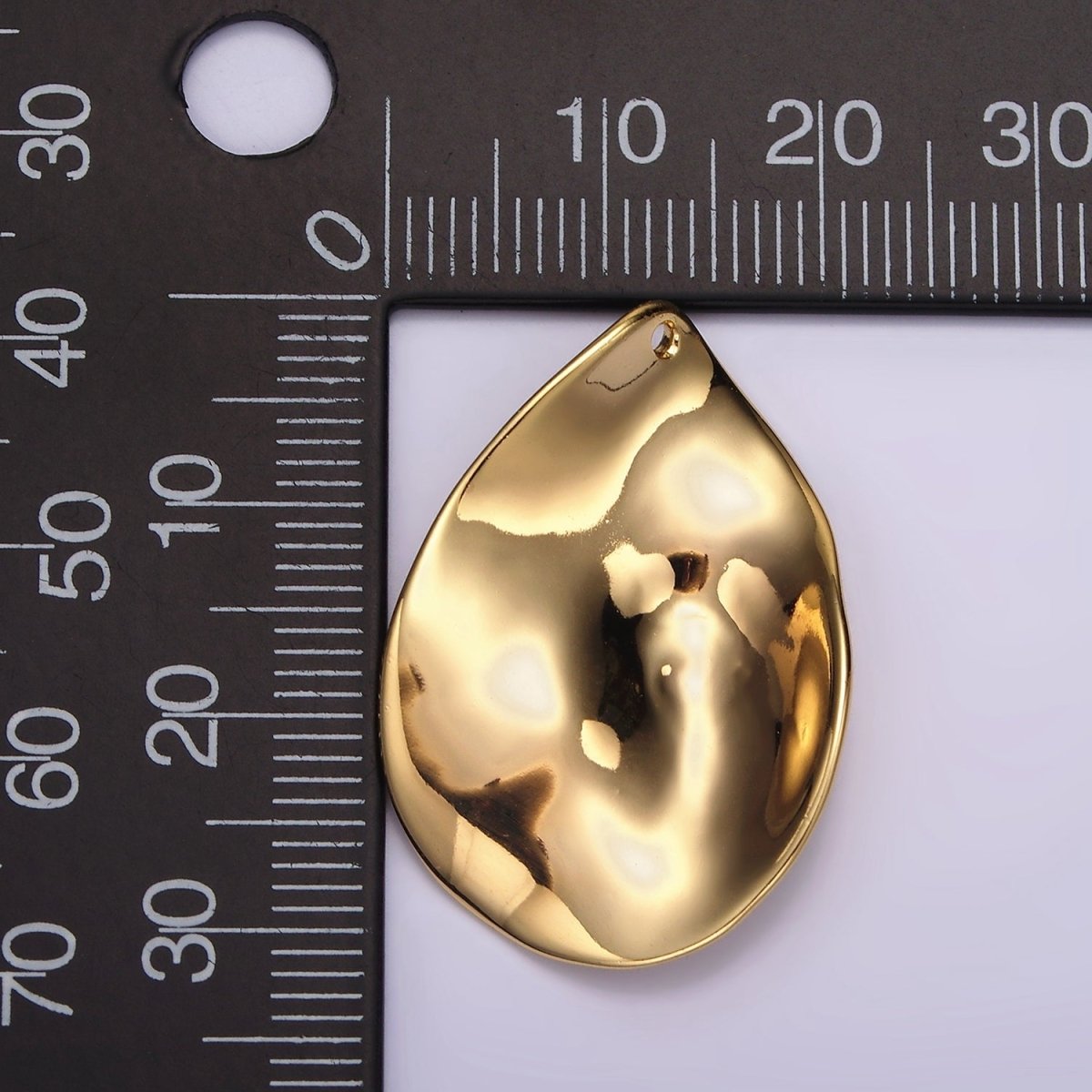 14K Gold Filled Geometric Hammered Teardrop Minimalist Charm | AC869