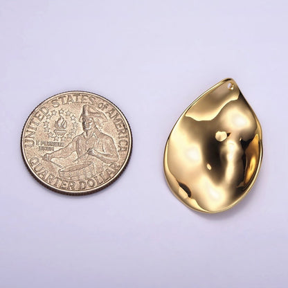 14K Gold Filled Geometric Hammered Teardrop Minimalist Charm | AC869