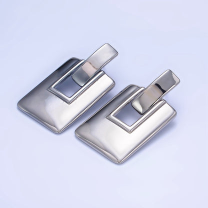 14K Gold Filled Geometric Rectangle Bar Drop Stud Earrings in Gold &amp; Silver | P458 P459