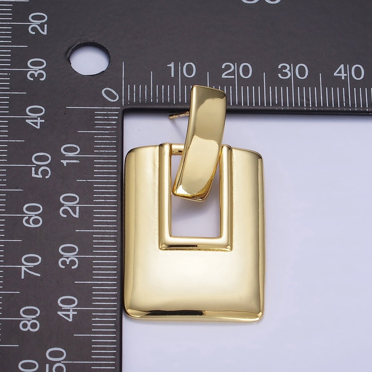 14K Gold Filled Geometric Rectangle Bar Drop Stud Earrings in Gold &amp; Silver | P458 P459