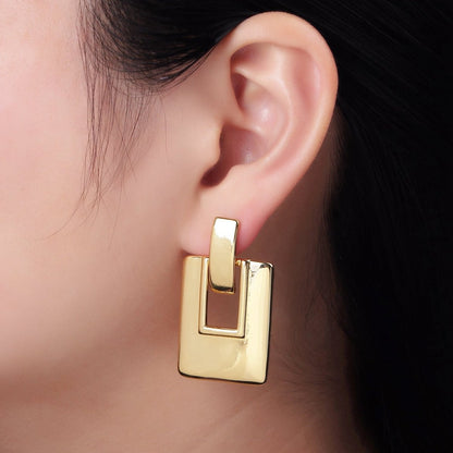 14K Gold Filled Geometric Rectangle Bar Drop Stud Earrings in Gold &amp; Silver | P458 P459