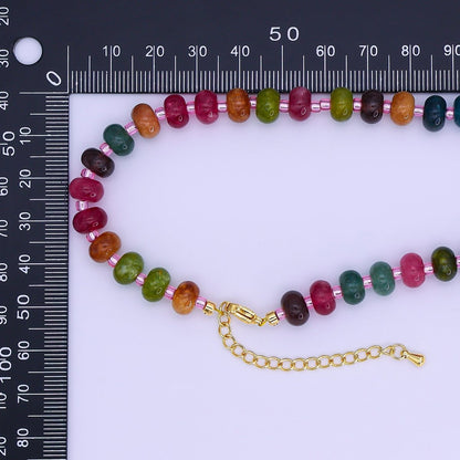 14K Gold Filled Gradient Multicolor Gemstone 16 Inch, 18 Inch Necklace | WA-3147 WA-3148