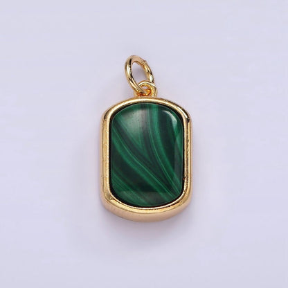 14K Gold Filled Green Malachite Oblong Bezel Charm | AG530