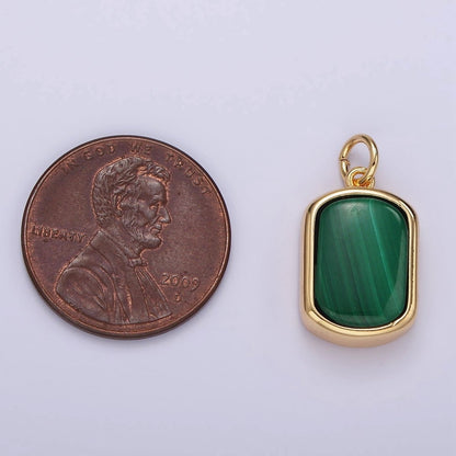 14K Gold Filled Green Malachite Oblong Bezel Charm | AG530