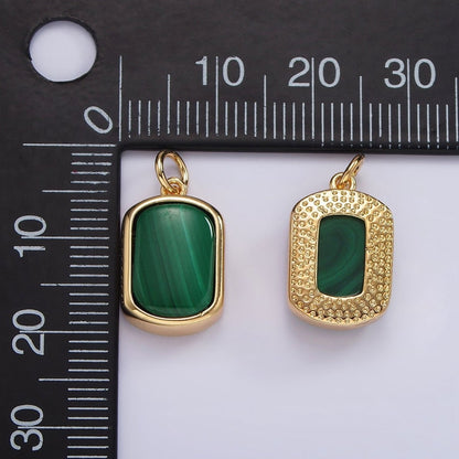 14K Gold Filled Green Malachite Oblong Bezel Charm | AG530