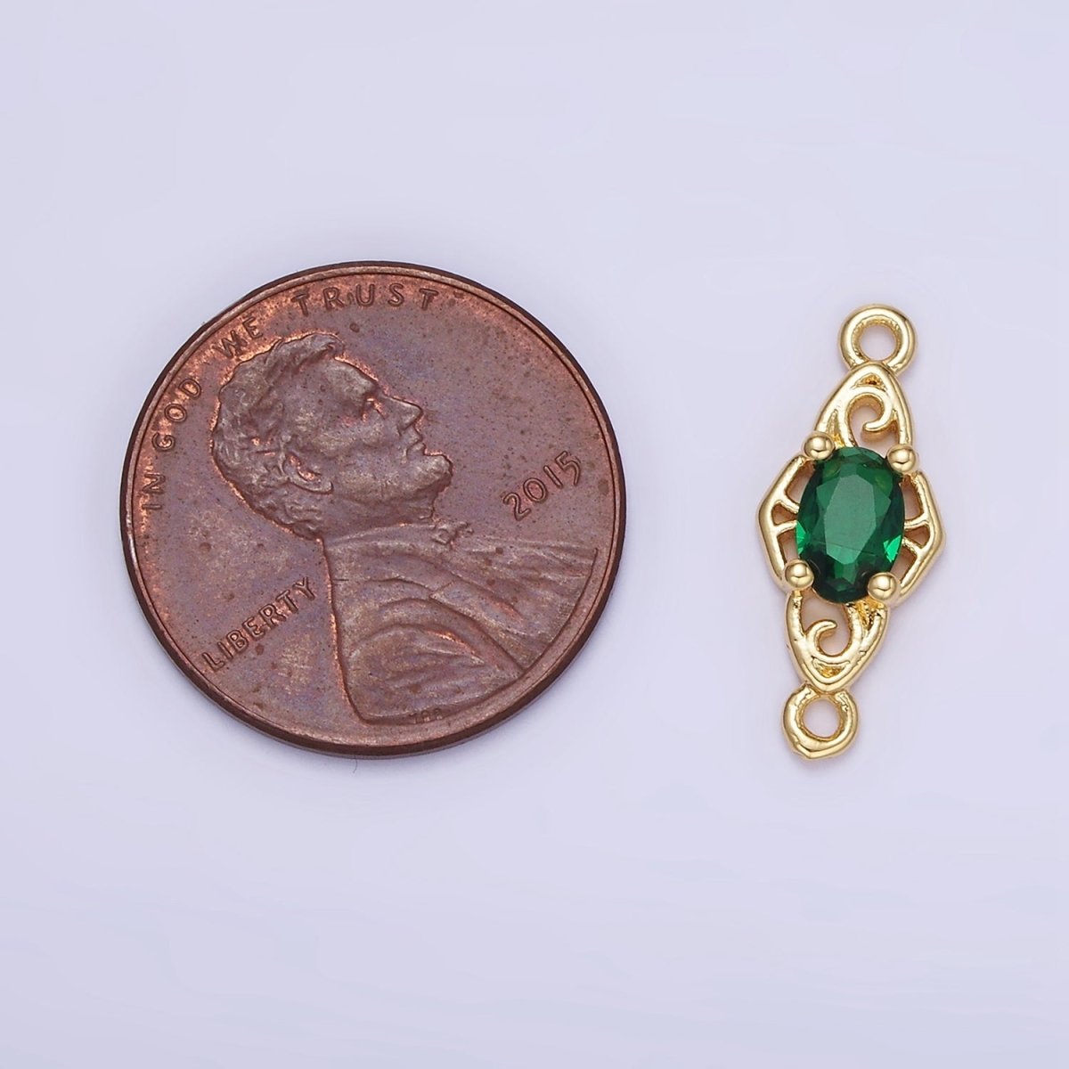 14K Gold Filled Green, Pink, Clear, Red, Blue, Purple CZ Artisan Connector | G347 - G349