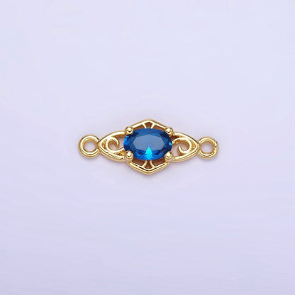 14K Gold Filled Green, Pink, Clear, Red, Blue, Purple CZ Artisan Connector | G347 - G349
