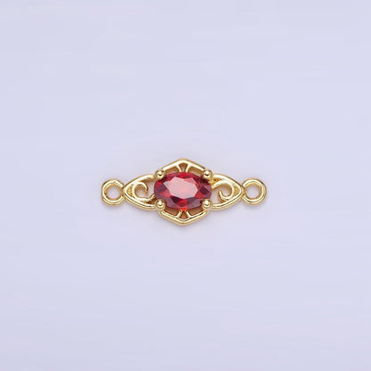 14K Gold Filled Green, Pink, Clear, Red, Blue, Purple CZ Artisan Connector | G347 - G349