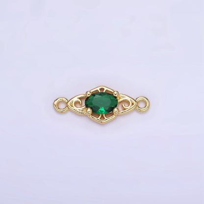 14K Gold Filled Green, Pink, Clear, Red, Blue, Purple CZ Artisan Connector | G347 - G349