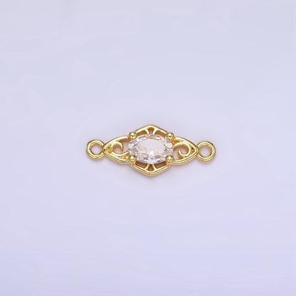 14K Gold Filled Green, Pink, Clear, Red, Blue, Purple CZ Artisan Connector | G347 - G349