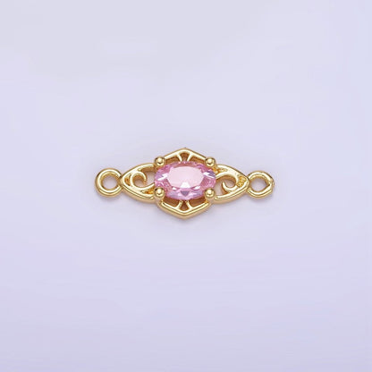 14K Gold Filled Green, Pink, Clear, Red, Blue, Purple CZ Artisan Connector | G347 - G349