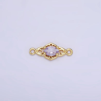 14K Gold Filled Green, Pink, Clear, Red, Blue, Purple CZ Artisan Connector | G347 - G349