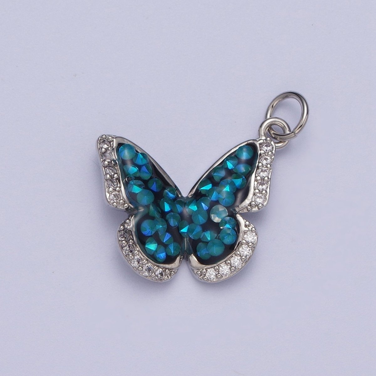 14K Gold Filled Green, Pink, Purple, Blue AB Micro Paved CZ Monarch Butterfly Charm in Gold &amp; Silver | W77 - W780