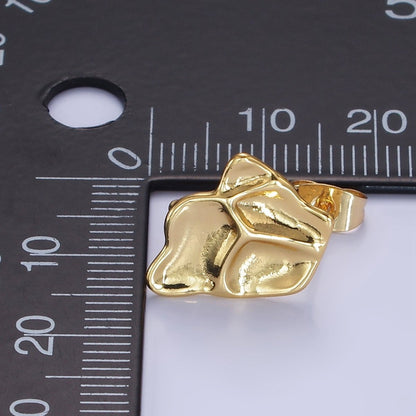 14K Gold Filled Hammered Abstract Stud Earrings in Gold &amp; Silver | Z742 Z743