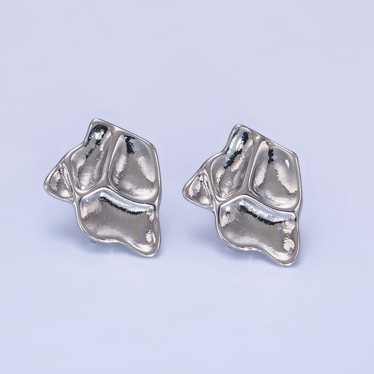 14K Gold Filled Hammered Abstract Stud Earrings in Gold &amp; Silver | Z742 Z743