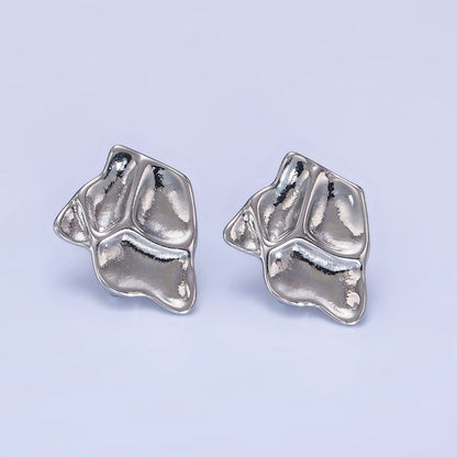 14K Gold Filled Hammered Abstract Stud Earrings in Gold &amp; Silver | Z742 Z743
