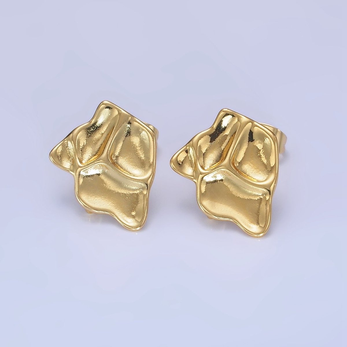 14K Gold Filled Hammered Abstract Stud Earrings in Gold &amp; Silver | Z742 Z743