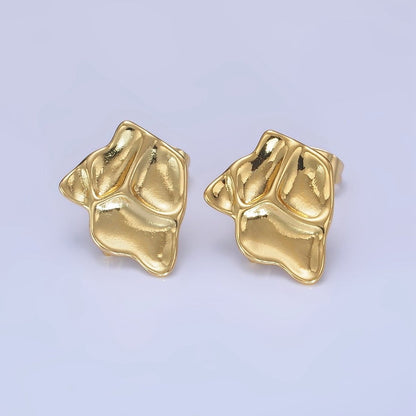 14K Gold Filled Hammered Abstract Stud Earrings in Gold &amp; Silver | Z742 Z743