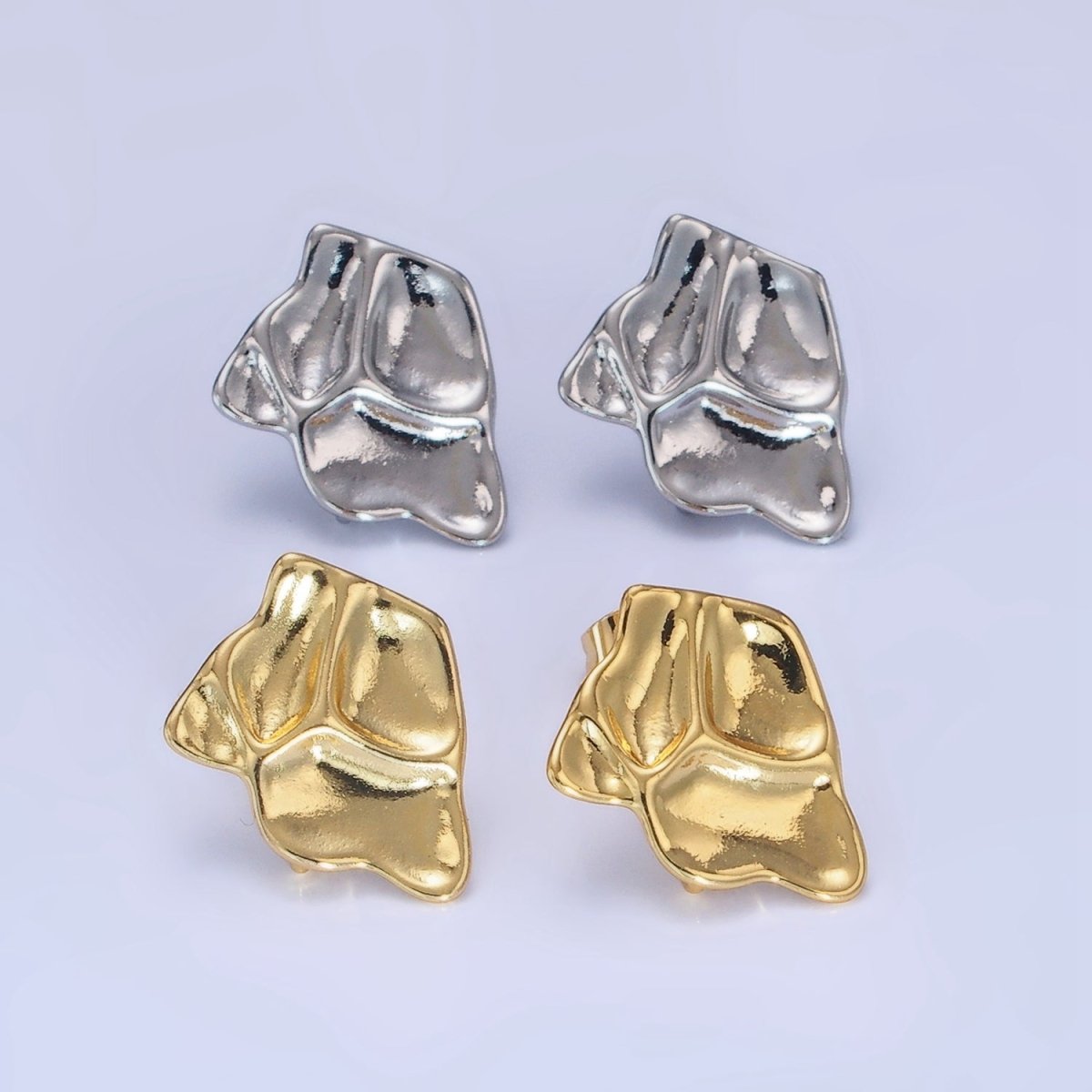 14K Gold Filled Hammered Abstract Stud Earrings in Gold &amp; Silver | Z742 Z743