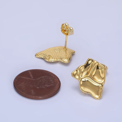 14K Gold Filled Hammered Abstract Stud Earrings in Gold &amp; Silver | Z742 Z743