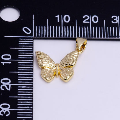 14K Gold Filled Hammered Textured Butterfly Mariposa Pendant | AA749